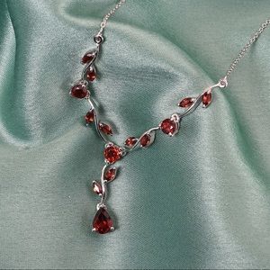 Mozambique Garnet Necklace Platinum Over 925